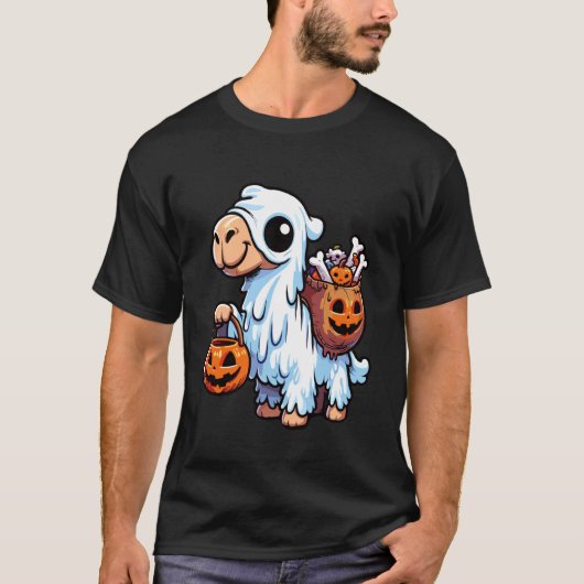 ハロウィン キャラクター 骸骨 幽霊 お菓子入れ 1 Tシャツ (正面)