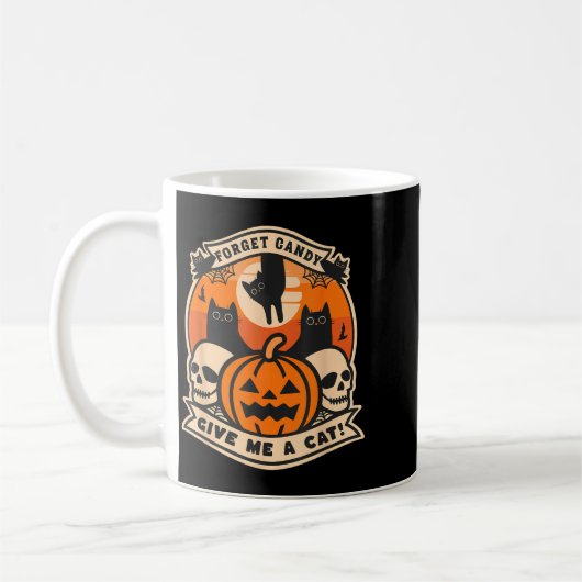 ハロウィン キャンディより猫を Funny Black Cat コーヒーマグカップ (左)