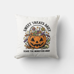 ハロウィン キャンディー Tシャツ かわいいモンスター お菓子 デザイン_1 クッション