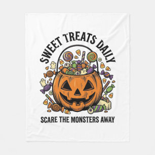 ハロウィン キャンディー Tシャツ かわいいモンスター お菓子 デザイン_1 フリースブランケット