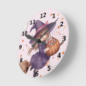 ハロウィン キャンディ ウィッチ 壁掛け時計 ラウンド壁時計 (傾斜)