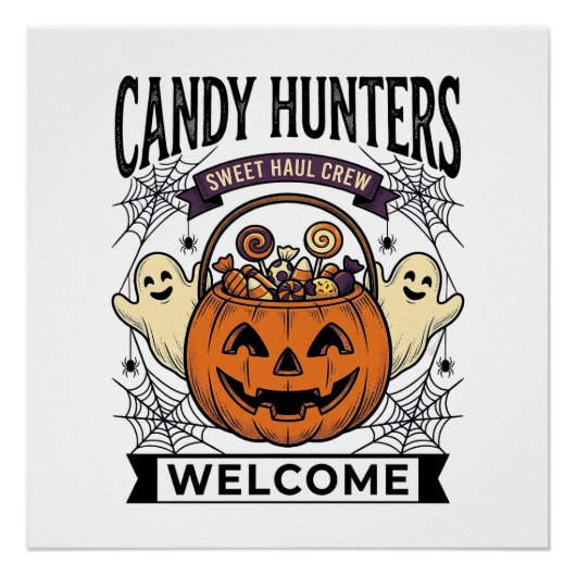ハロウィン キャンディ コレクター アンティーク風 彫刻 かぼちゃ ポスター (正面)