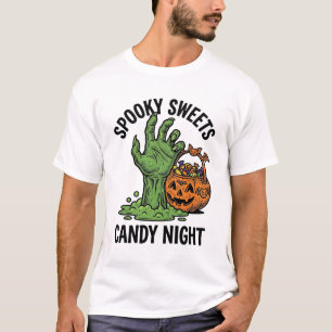 ハロウィン キャンディ モンスター ビンテージ スプーキー トリート グラフィック Tシャツ