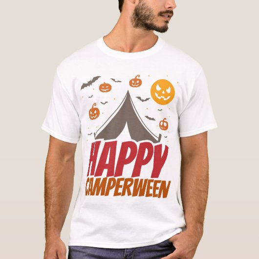 ハロウィン キャンパー キャンピング 屋外 Tシャツ (正面)