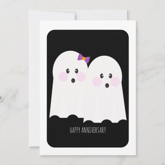 ハロウィン ギフトにぴったり！かわいいオバケのアニバーサリーカード (正面)