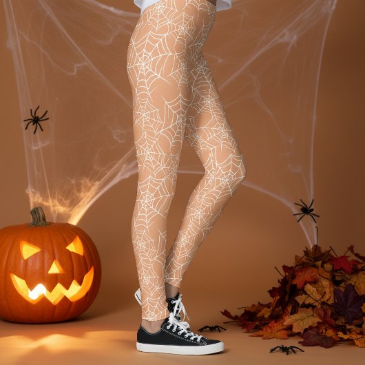 ハロウィン クモの巣 オレンジ 白 ID1328 レギンス