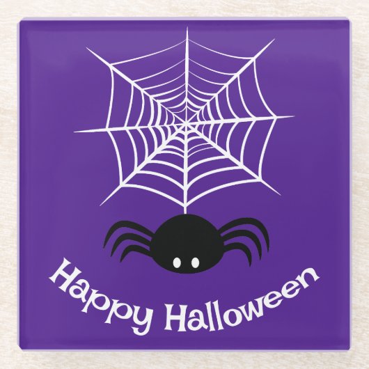 ハロウィン クモの巣 ガラスコースター (正面)