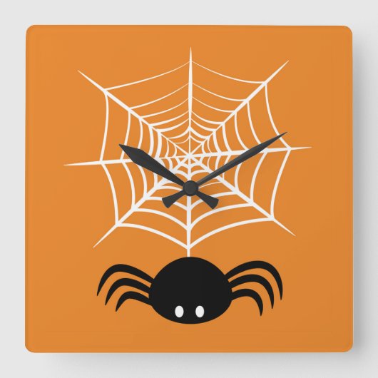ハロウィン クモの巣 スクエア壁時計 (正面)