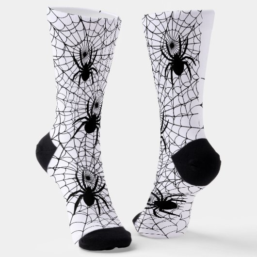 ハロウィン クモ クモの巣 クリーピー パターン ソックス (傾斜あり)