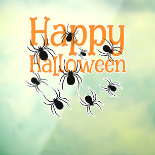 ハロウィン クモ 黒とオレンジ ウィンドウサイン
