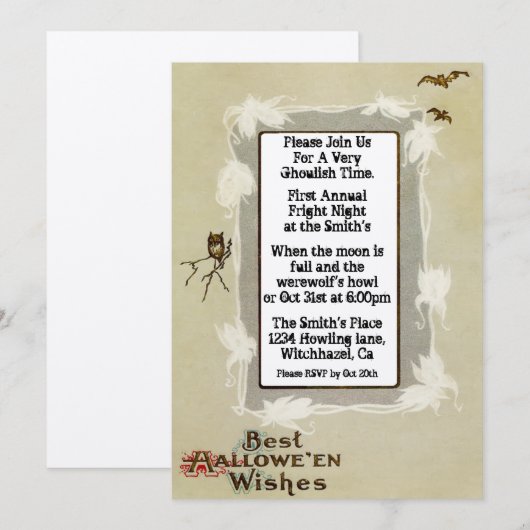 ハロウィン クラシック 招待状 (正面/裏面)