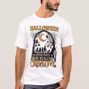ハロウィン クリエイティブ キッズ シルエット 三日月 W Tシャツ