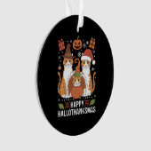 ハロウィン+クリスマスの幸せな猫 ハロウィン クリスマス オーナメント (正面)