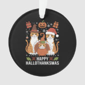ハロウィン+クリスマスの幸せな猫 ハロウィン クリスマス オーナメント (正面)