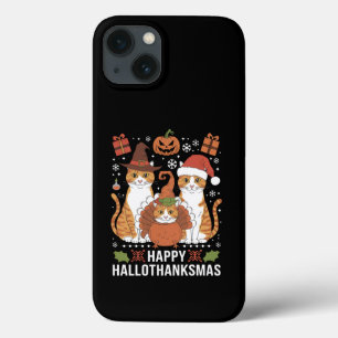 ハロウィン+クリスマスの幸せな猫 ハロウィン クリスマス iPhone 13ケース