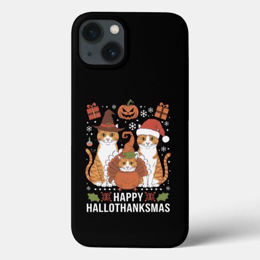 ハロウィン+クリスマスの幸せな猫 ハロウィン クリスマス Case-Mate iPhoneケース (裏面)
