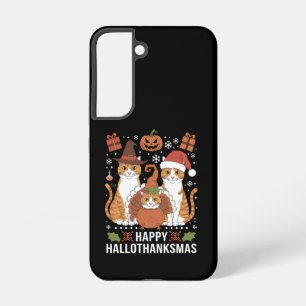 ハロウィン+クリスマスの幸せな猫 ハロウィン クリスマス SAMSUNG GALAXY S22ケース