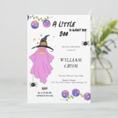 ハロウィン グラデーション ゴースト スカル ガーランド ベビーシャワー 招待状 (スタンド正面)