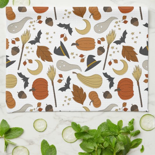 ハロウィン・グラフィックス・図解入りの、写真付きのキッチンタオル キッチンタオル (折り畳み)