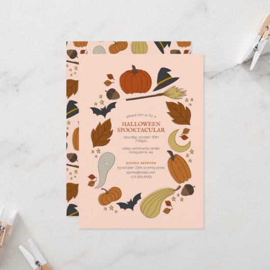 ハロウィン グラフィックパーティー 招待状 (正面/裏面インサイチュ)