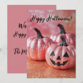 ハロウィン グリッター パンプキン ハロウィン グリーティング カード (正面/裏面)