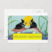 ハロウィン・グリーティングとキノコの魔女 ポストカード (正面/裏面)