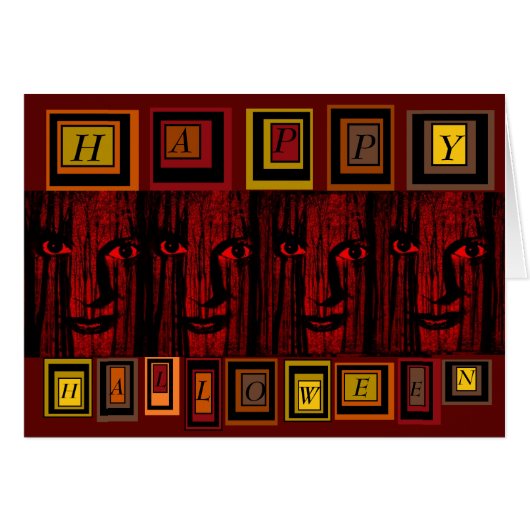 ハロウィン グリーティングカード おばけの顔 "HAPPY HALLOWEEN" (正面横)