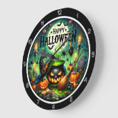ハロウィン グリーン コールドロン ラージ壁時計 (傾斜)