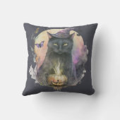 ハロウィン グレー セレステ 魔法の黒猫と魔女の帽子 クッション (裏面)