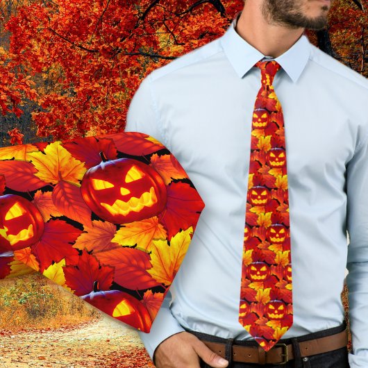 ハロウィン グローイング パンプキン 紅葉 ネクタイ