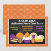 ハロウィン ケーキとお菓子のパーティー 招待状 (正面/裏面)
