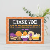 ハロウィン ケーキとお菓子 誕生日 サンキューカード (スタンド正面)