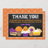 ハロウィン ケーキとお菓子 誕生日 サンキューカード (正面/裏面)