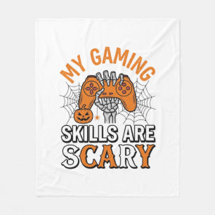 ハロウィン ゲーマー スキルは怖い ヴィンテージTシャツ デザイン フリースブランケット