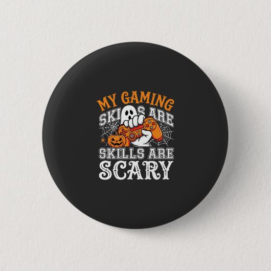 ハロウィン ゲームスキルは怖いゴーストコントローラー 缶バッジ (正面)