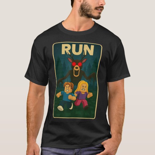 ハロウィン ゲーム好き 鹿 森で99晩走る Tシャツ (正面)
