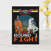 ハロウィン ゲーム Tレックス スケルトン ミイラ - 円形 カード (黄色い花)