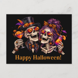 ハロウィン コスチュームとカクテル 大人のパーティー ポストカード