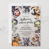 ハロウィン コスチュームパーティーの子供の誕生日 招待状 (正面)