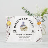 ハロウィン　コスチュームパーティー　水彩画 招待状 (スタンド正面)