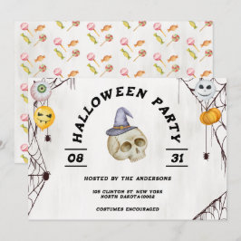 ハロウィン コスチュームパーティー 水彩画 招待状