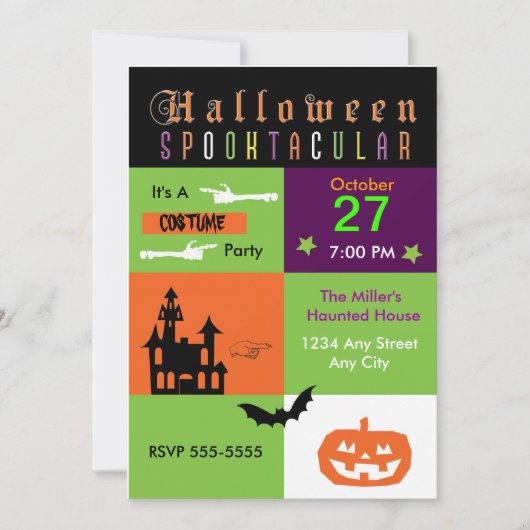 ハロウィン コスチューム パーティー カラーパーティー ご招待 招待状 (正面)