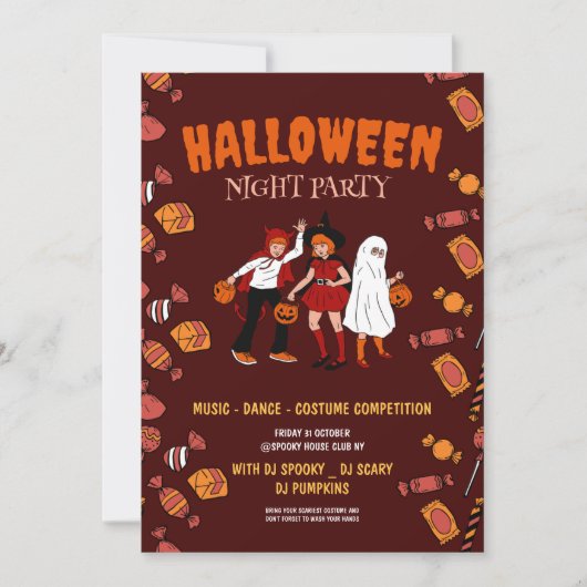 ハロウィン コスチューム パーティー、ハロウィン・ナイト 招待状 (正面)