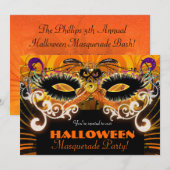 ハロウィン コスチューム パーティー 仮面舞踏会 マスク インビテーション (正面/裏面)