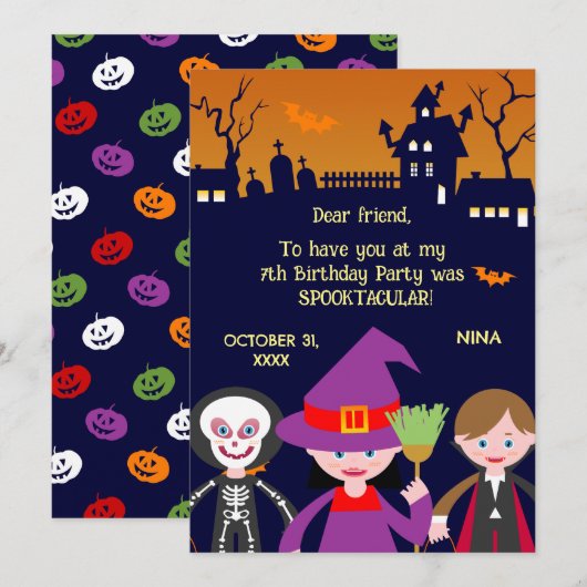 ハロウィン コスチューム 女子 誕生日 パーティー サンキューカード (正面/裏面)