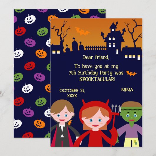 ハロウィン コスチューム 女子 誕生日 パーティー サンキューカード (正面/裏面)