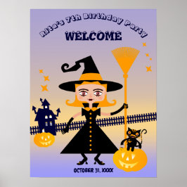 ハロウィン コスチューム 少女 魔女 誕生日 パーティー ポスター