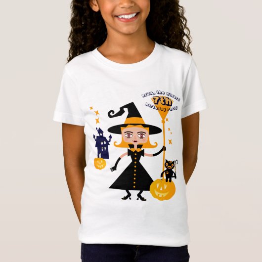 ハロウィン コスチューム 少女 魔女 誕生日 パーティー Tシャツ (正面)