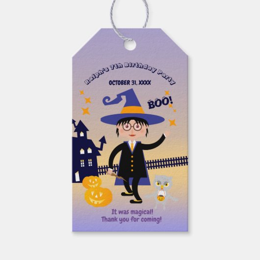 ハロウィン コスチューム 男の子 魔法使い 誕生日 パーティー ギフトタグ (正面)