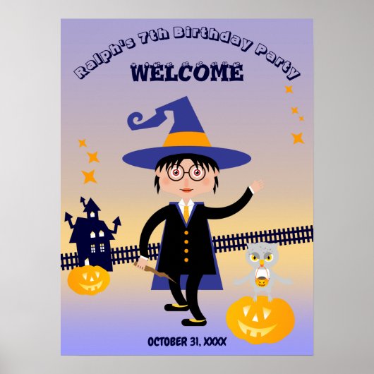 ハロウィン コスチューム 男の子 魔法使い 誕生日 パーティー ポスター (正面)